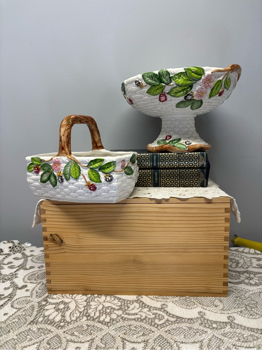 Shafford Berry Time England Basket and Pedestal Bowl